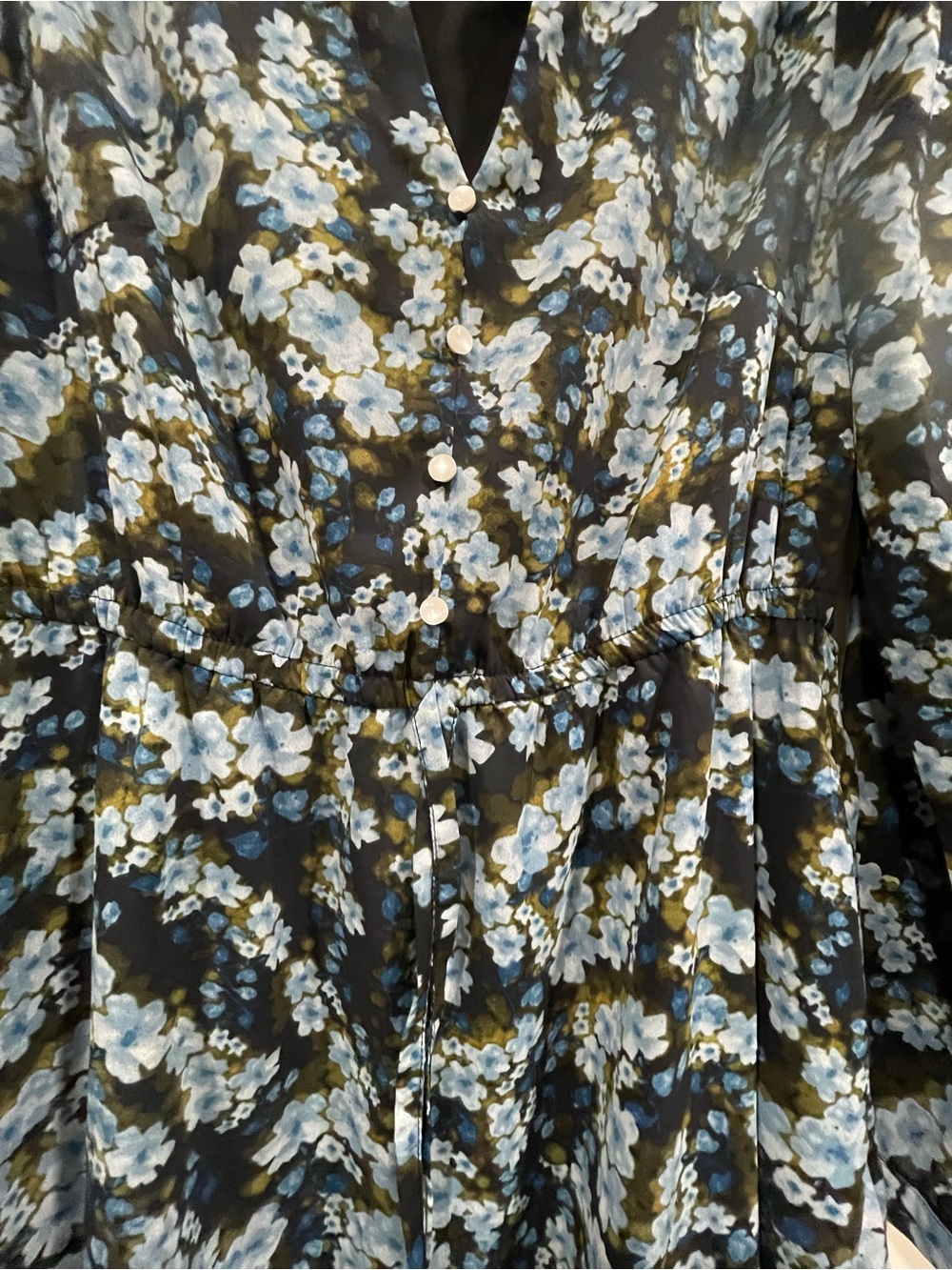 Floral Long-Sleeve Tiered Midi Dress - Blue Floral - Picture 3 of 4